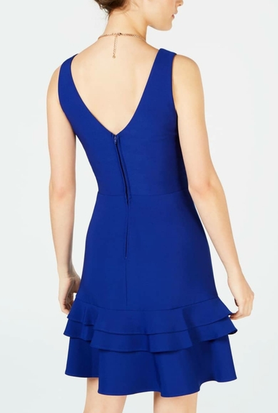 Sleeveless V Neck Mini A-Line Evening Dress - Picture 2 of 2